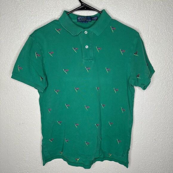 VTG Polo by Ralph Lauren Anchor Flag shirt color is green with embroidered desig - Picture 2 of 5